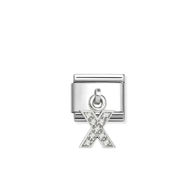X Letter CZ Pendant Link | Silver