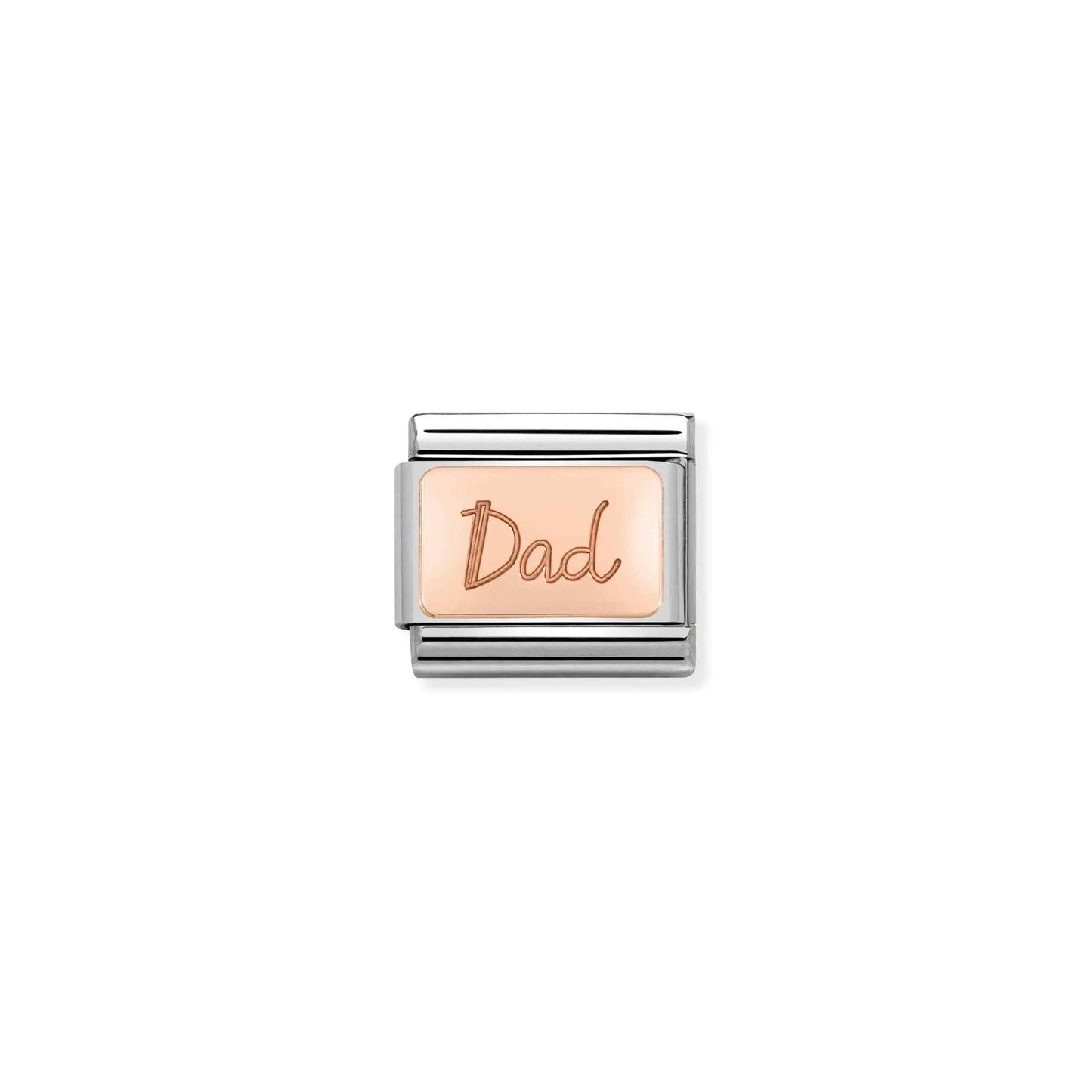 Dad Engraved Charm - 9K Rose Gold & CZ