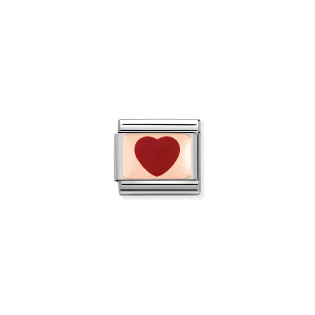 Red Heart Charm - 9K Rose Gold and Enamel