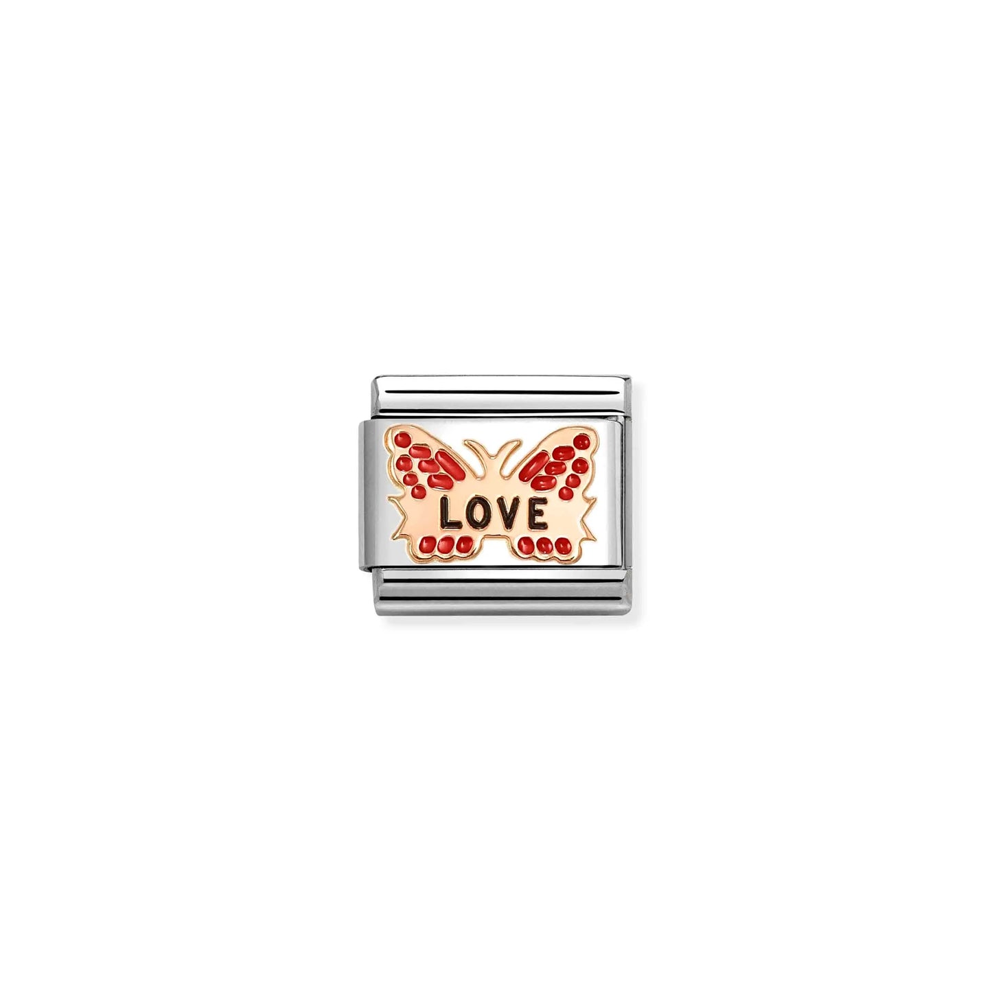 Red Love Butterfly Link | 9K Rose Gold & Enamel