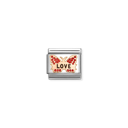 Red Love Butterfly Link | 9K Rose Gold & Enamel