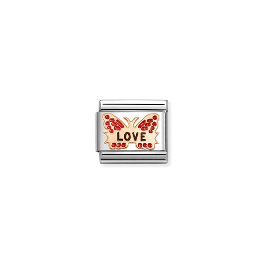 Red Love Butterfly Link | 9K Rose Gold & Enamel