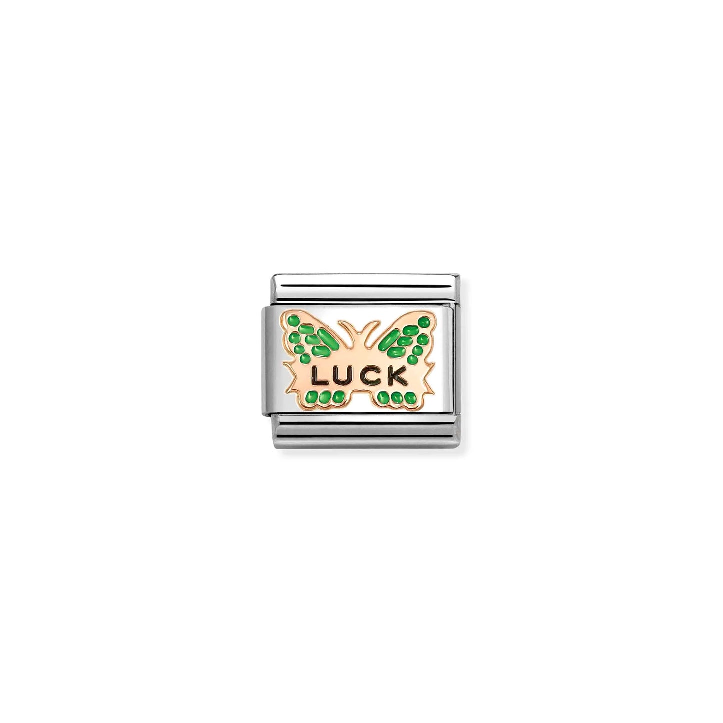 Green Luck Butterfly Link | 18K Gold & Enamel