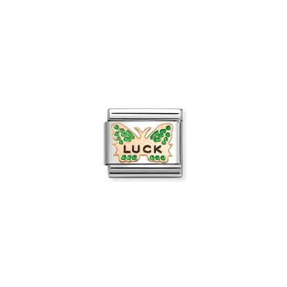 Green Luck Butterfly Link | 18K Gold & Enamel