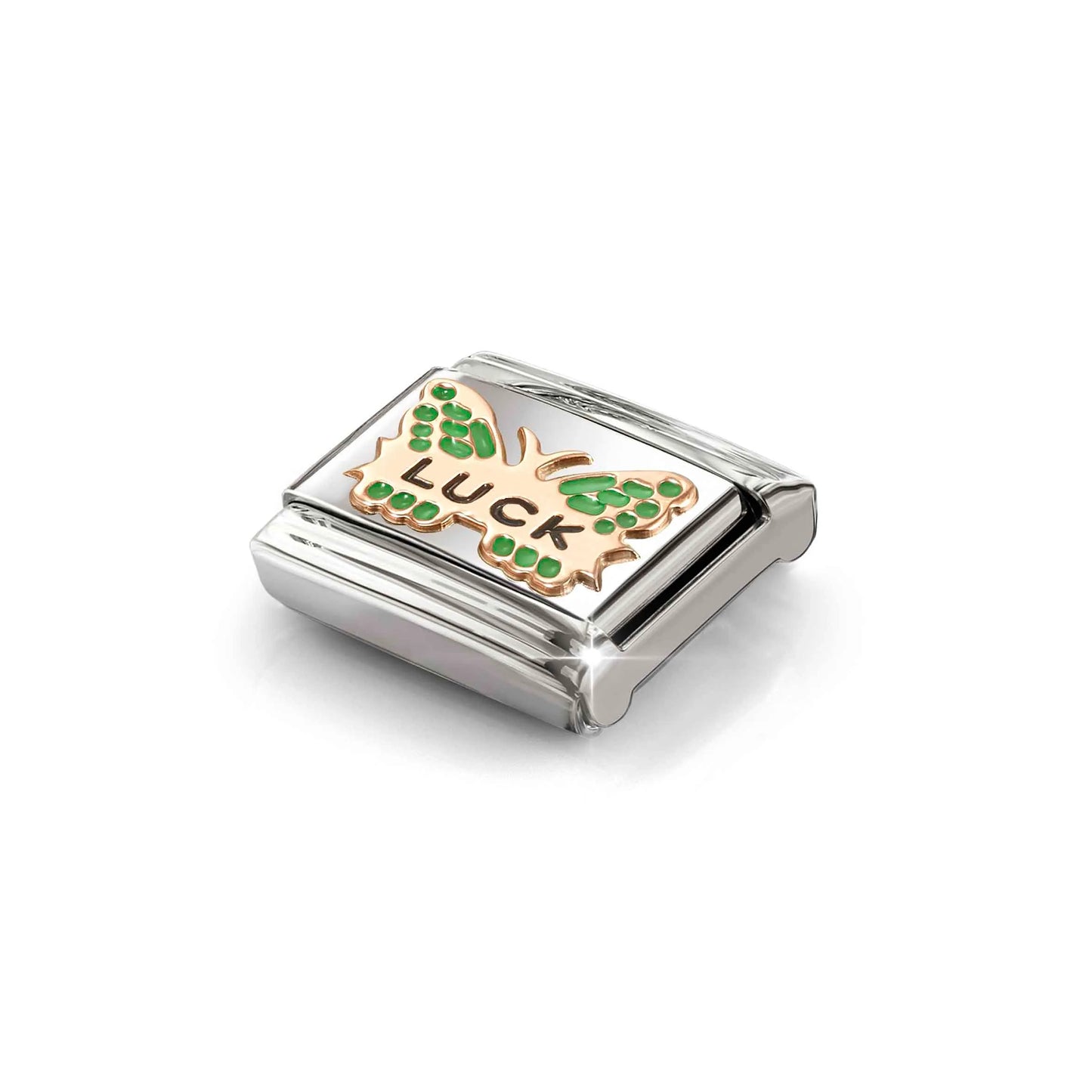 Green Luck Butterfly Link | 18K Gold & Enamel