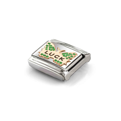 Green Luck Butterfly Link | 18K Gold & Enamel