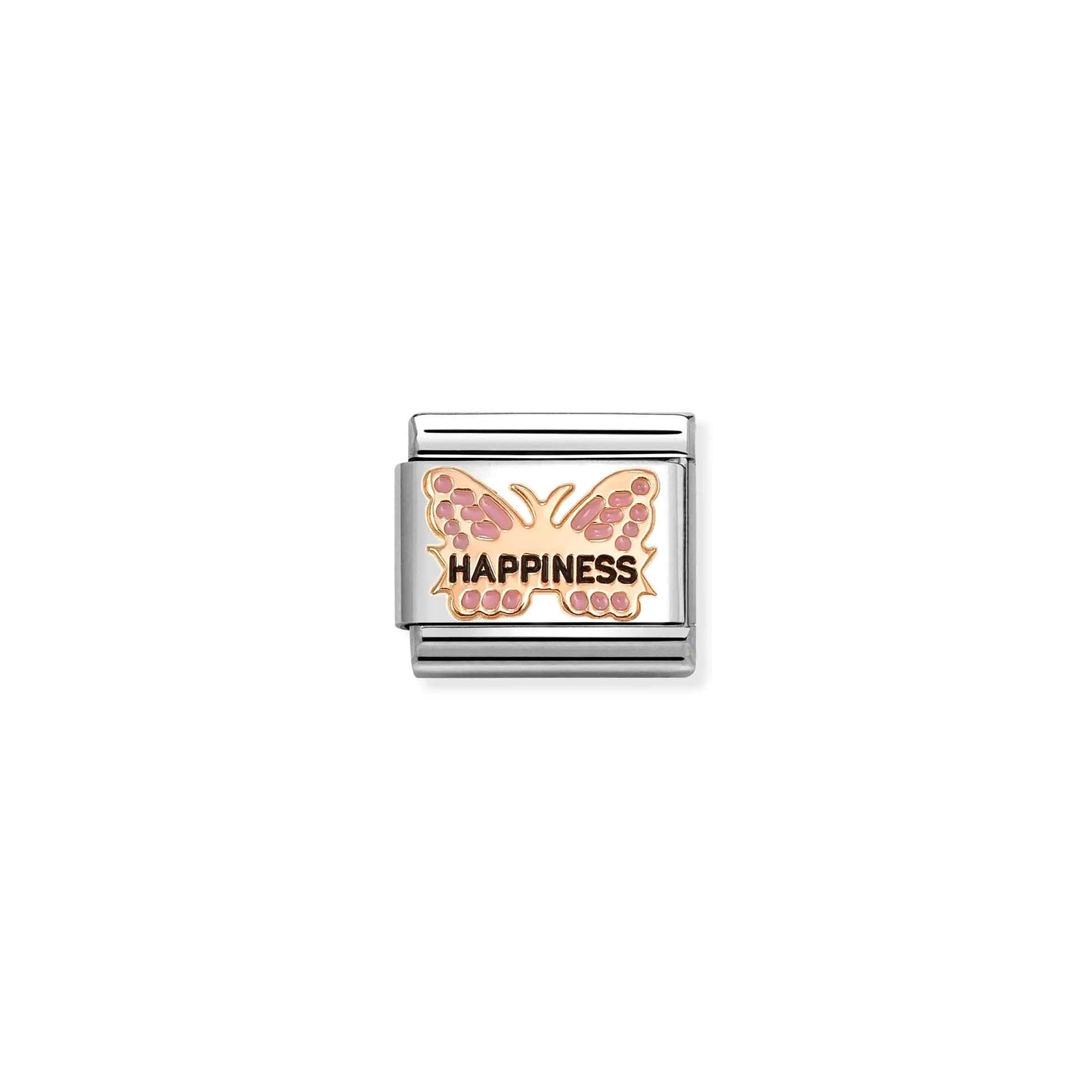 Pink Happiness Butterfly Link | 9K Rose Gold & Enamel