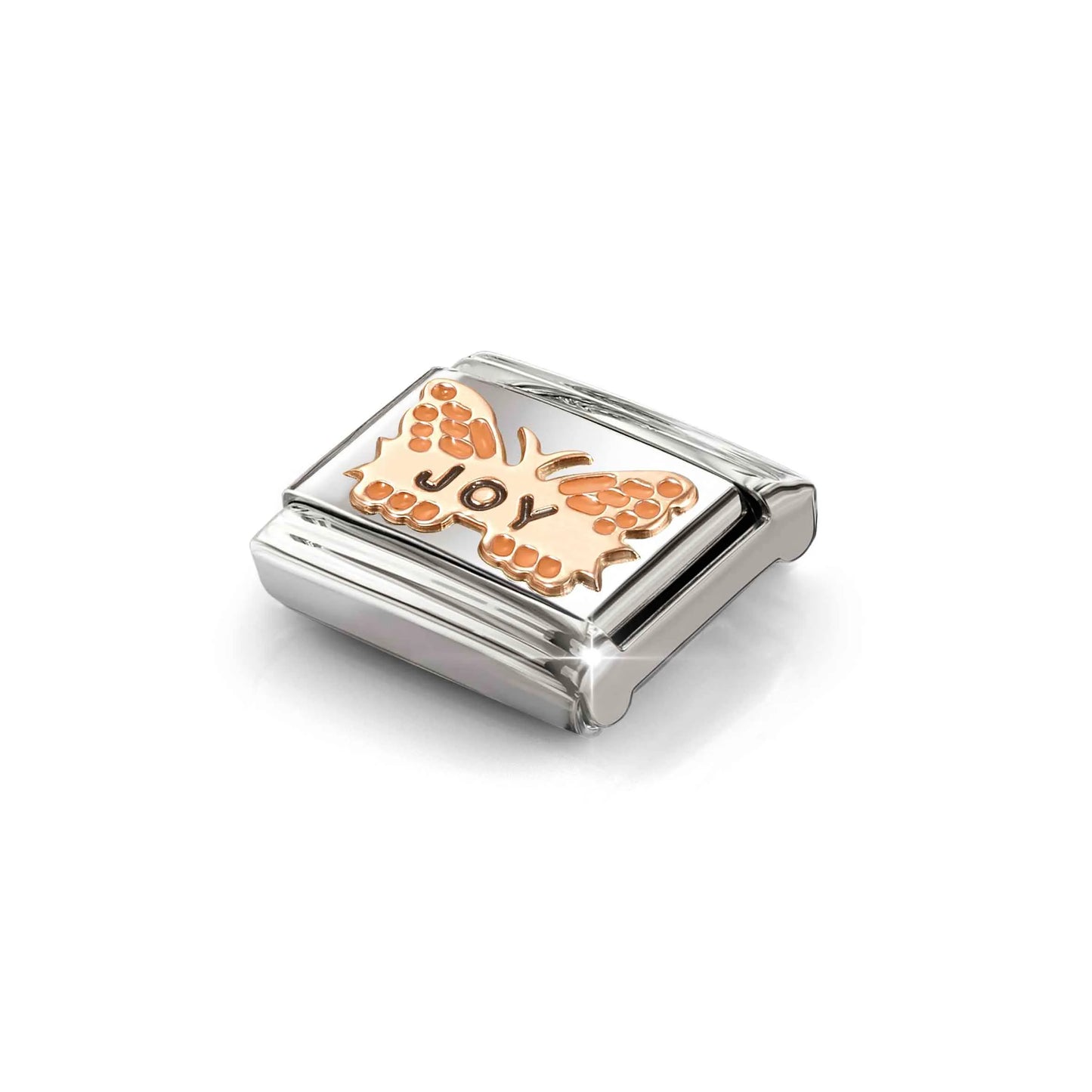 Orange Joy Butterfly Link | 9K Rose Gold & Enamel