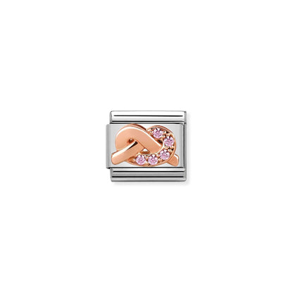 Pink Mother & Daughter Promise Knot CZ Link | 9K Rose Gold