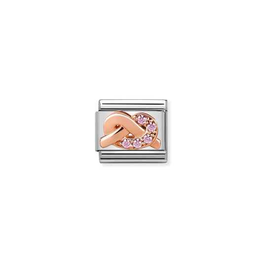 Pink Mother & Daughter Promise Knot CZ Link | 9K Rose Gold