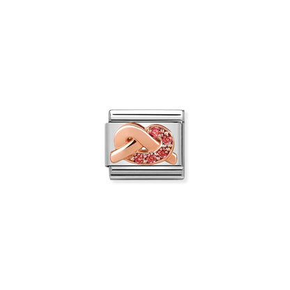 Red Promise Knot CZ Link | 9K Rose Gold