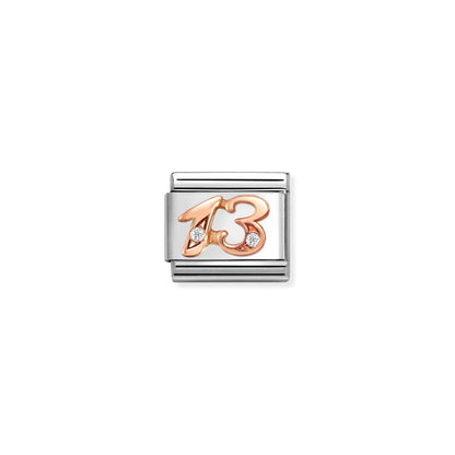 Age / Number 13 CZ Link | 9K Rose Gold