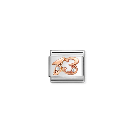 Age / Number 13 CZ Link | 9K Rose Gold