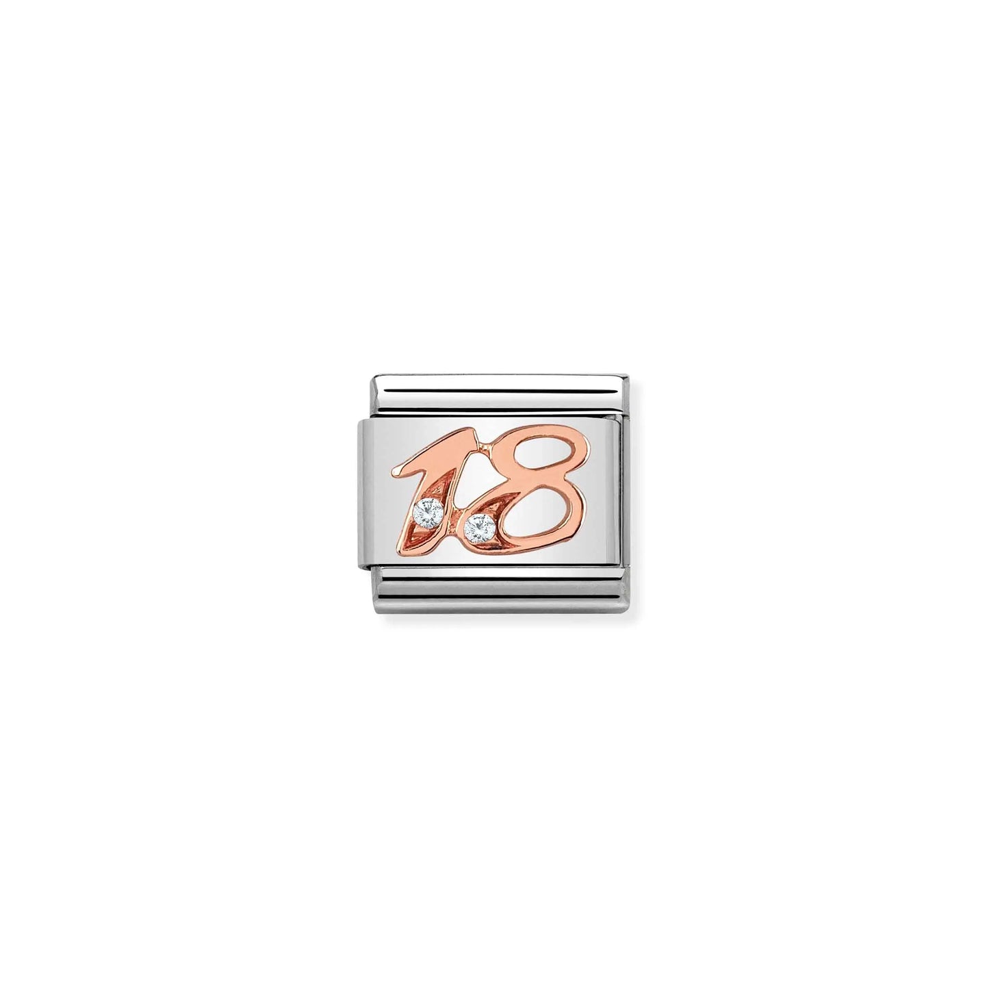 Age / Number 18 CZ Link | 9K Rose Gold