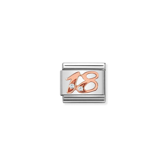 Age / Number 18 CZ Link | 9K Rose Gold