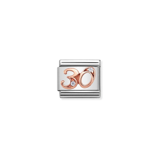 Age / Number 30 CZ Link | 9K Rose Gold