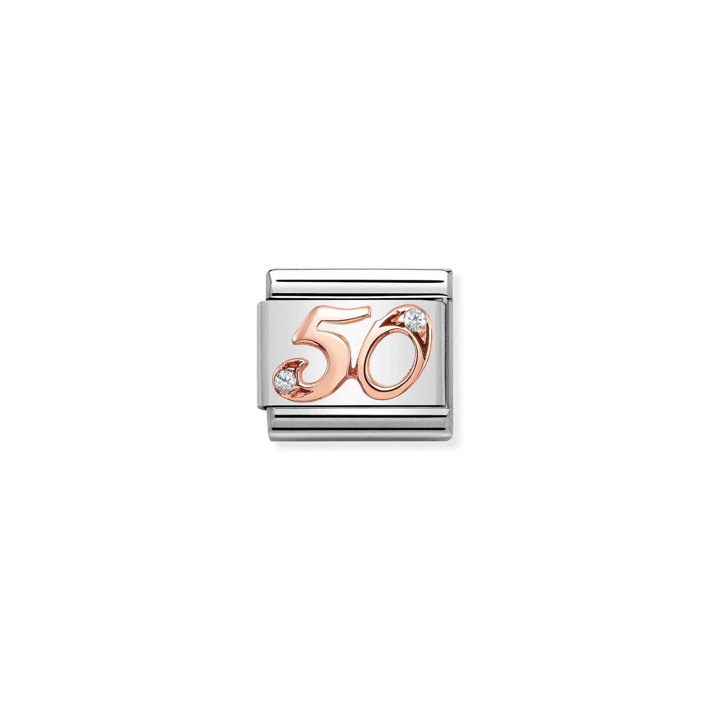 Age / Number 50 CZ Link | 9K Rose Gold