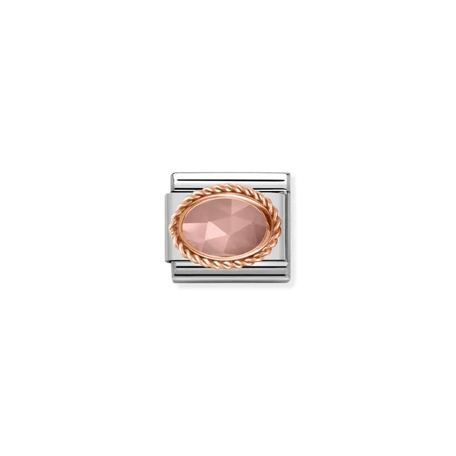 Apricot Chalcedony Oval Charm - 9K Rose Gold