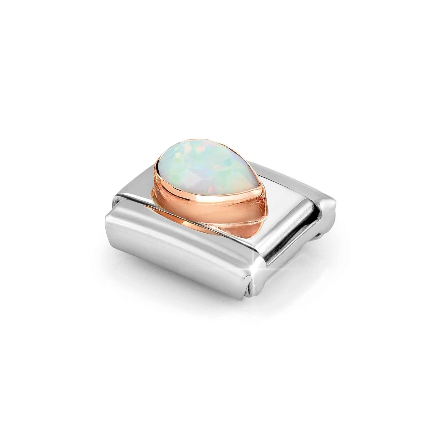 Right White Opal Teardrop Link | 9K Rose Gold