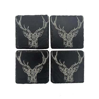 Set of 4 Slate Coasters | Stag Prince