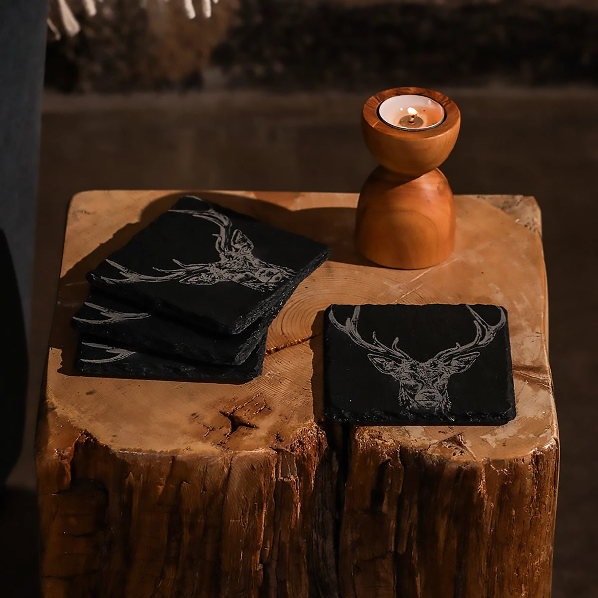 Set of 4 Slate Coasters | Stag Prince