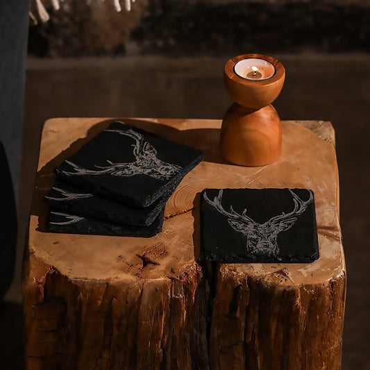Set of 4 Slate Coasters | Stag Prince