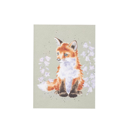 A green paper notebook featuring an illustration of a thinking fox in flowers