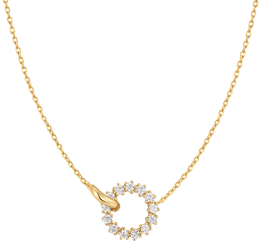 Gold Interlinked Circles Pavé CZ Necklace