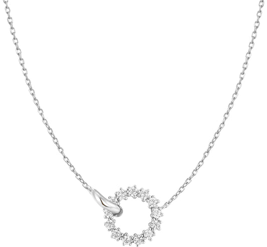 Silver Interlinked Circles Pavé CZ Necklace