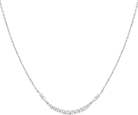 Silver Arc Pavé CZ Necklace