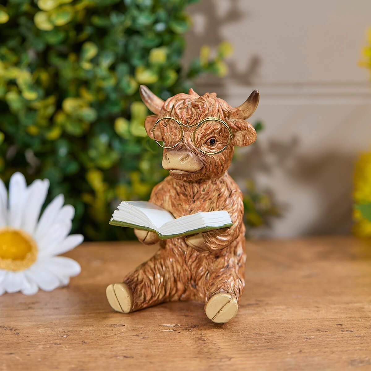 Highland Cow Ornament | Reading a Book
