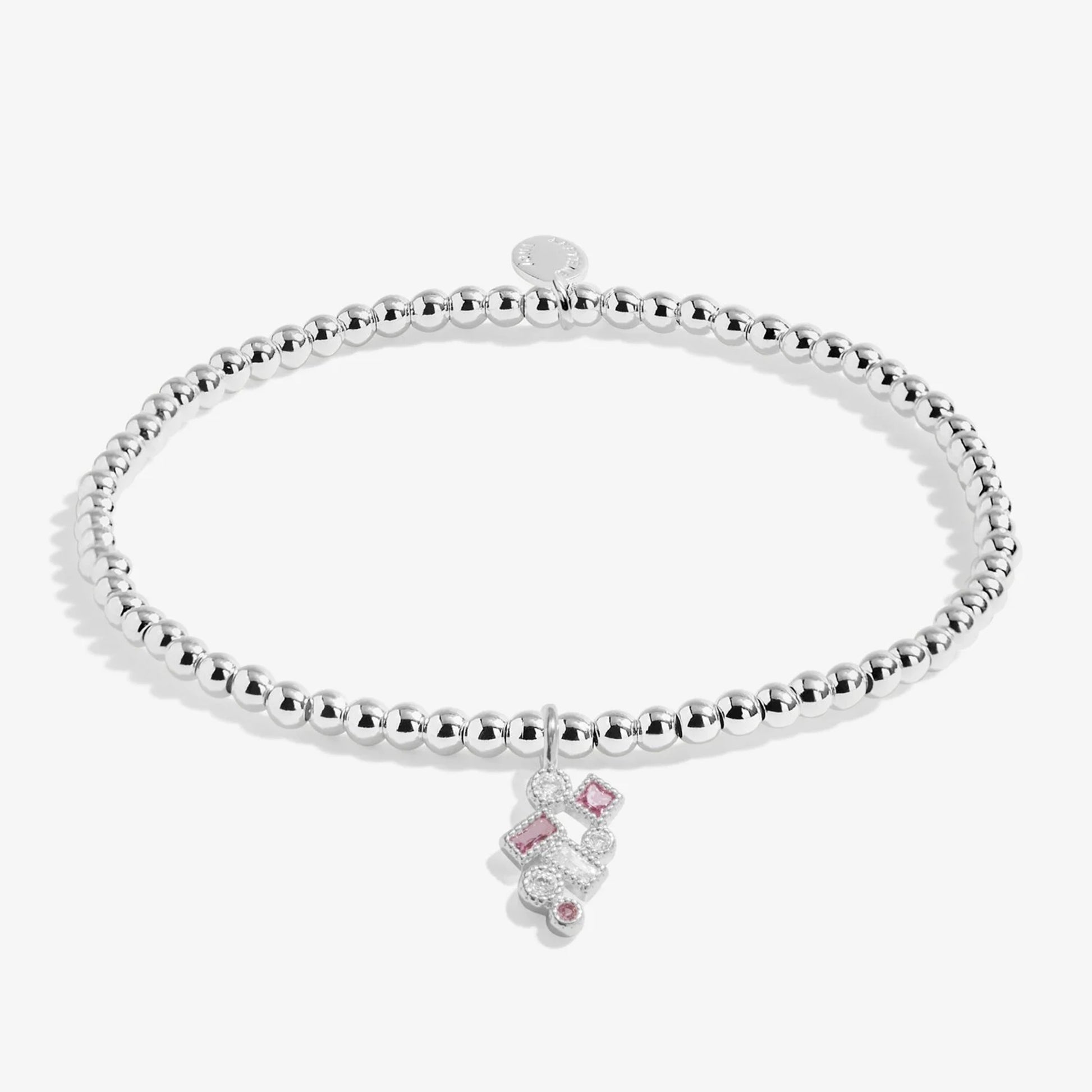 Silver bracelet with CZ constellation charm in pink and white