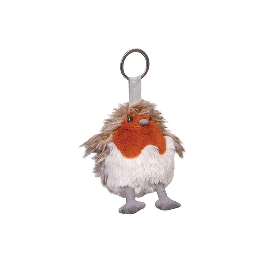 A plush robin keychain with o-ring