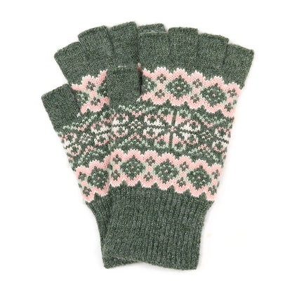 Agnes Fingerless Gloves | Green & Pink