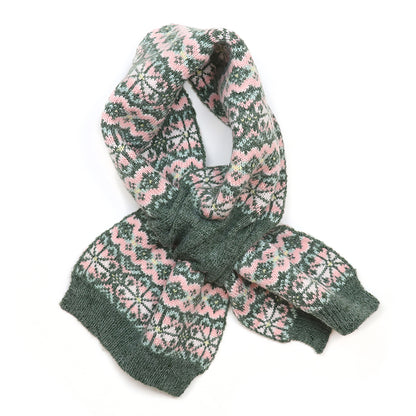 Agnes Pull-Through Scarf | Green & Pink