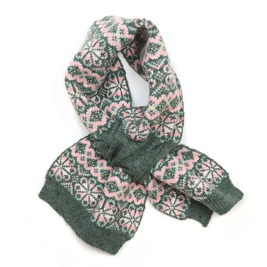 Agnes Pull-Through Scarf | Green & Pink