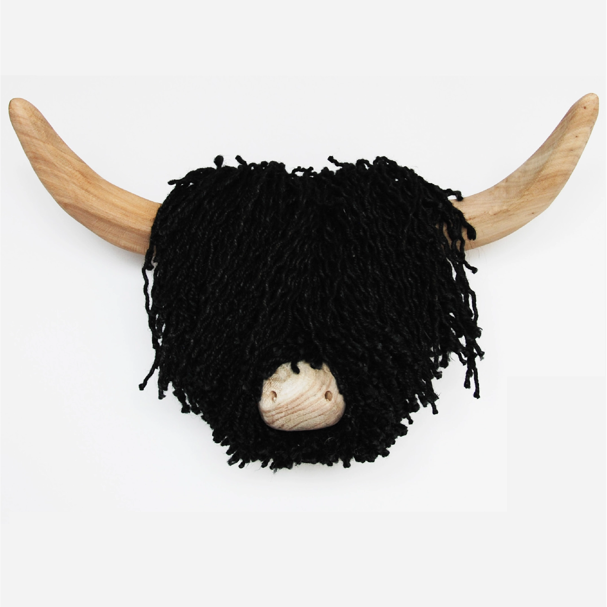 A natural jute black twine wall mounted cow head 