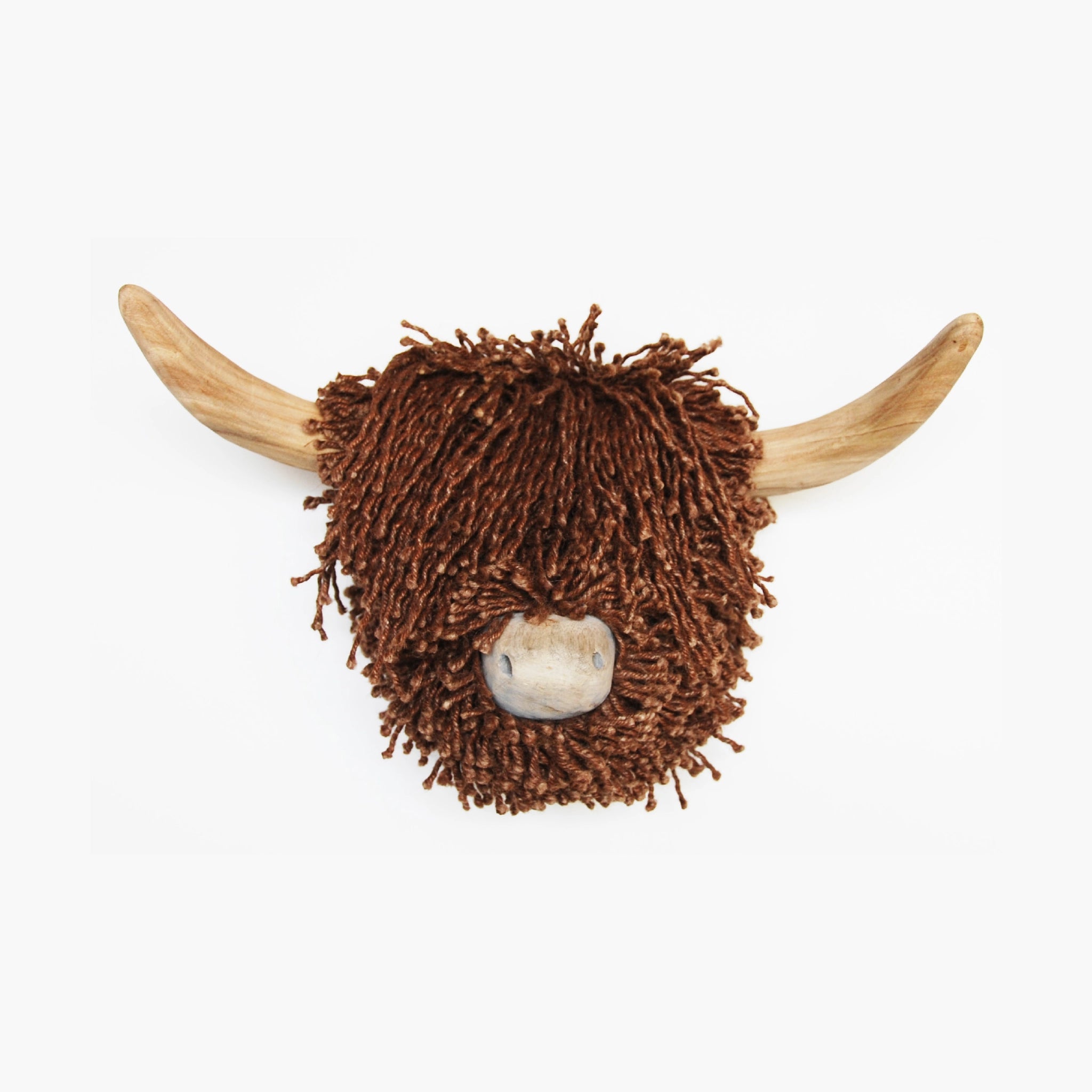 A natural brown jute twine wall mounted cow head 