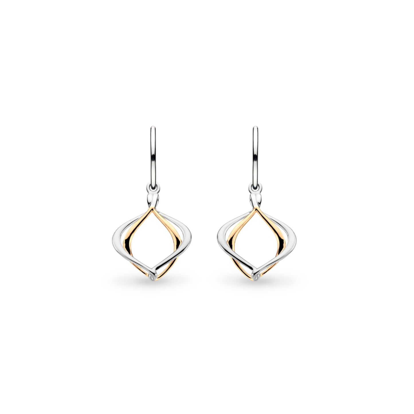 Double silver and gold paseo shaped drop earrings