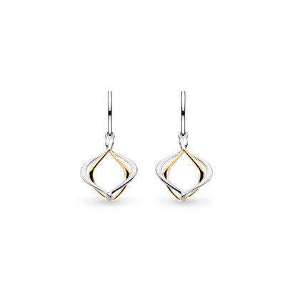 Double silver and gold paseo shaped drop earrings