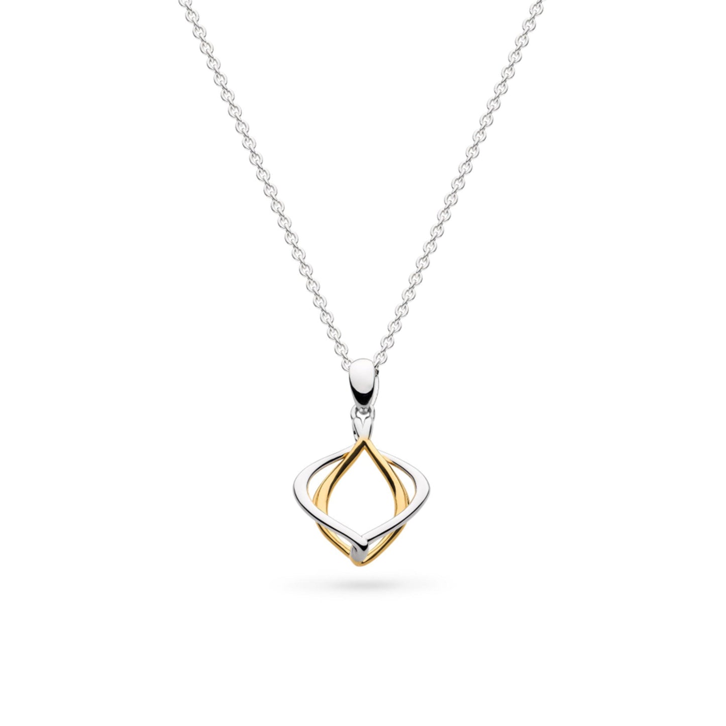 Double silver and gold paseo shaped pendant with silver chain