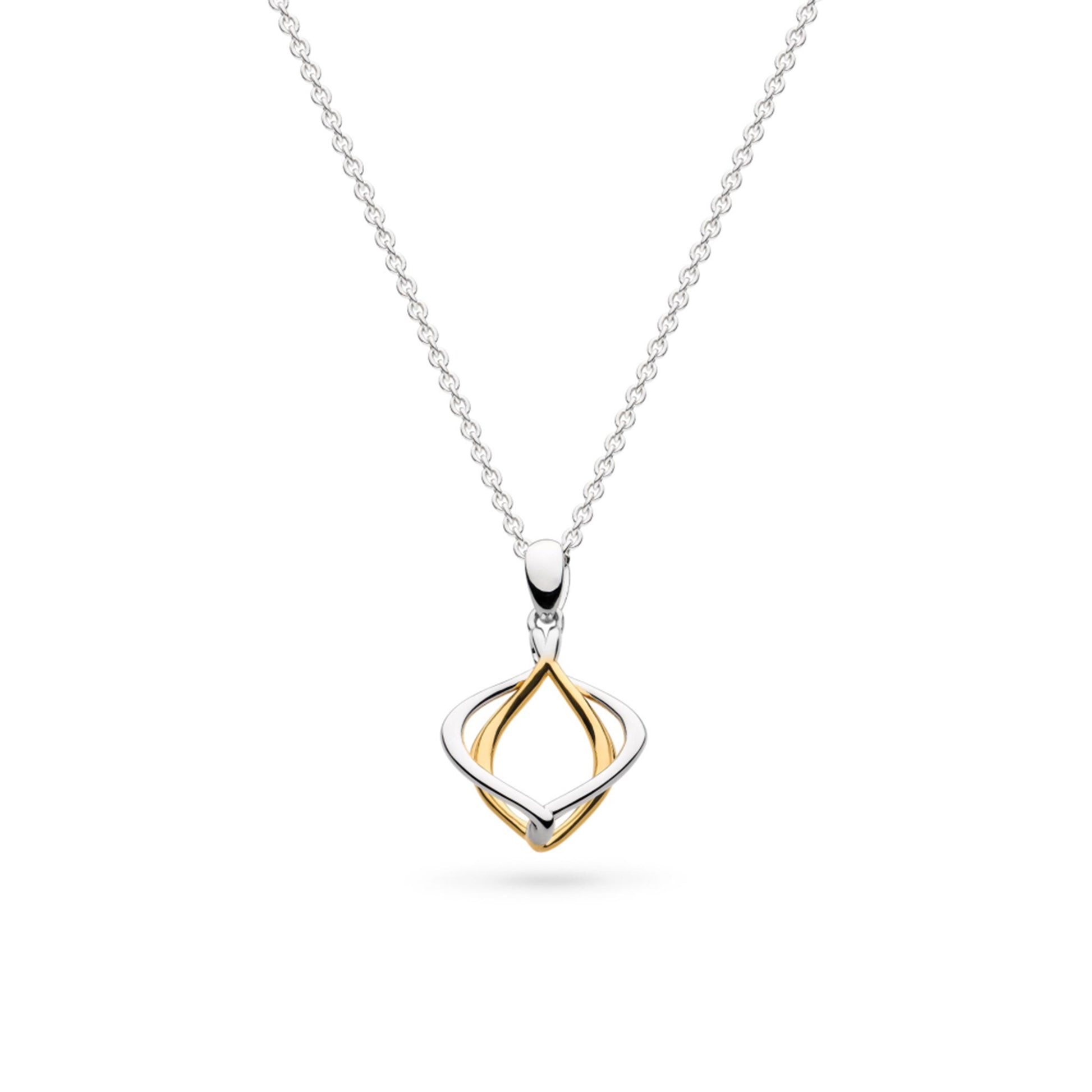 Double silver and gold paseo shaped pendant with silver chain