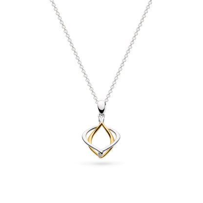 Double silver and gold paseo shaped pendant with silver chain