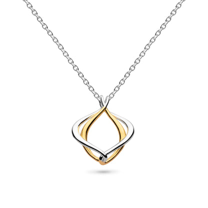 Double silver and gold paseo shaped pendant with silver chain