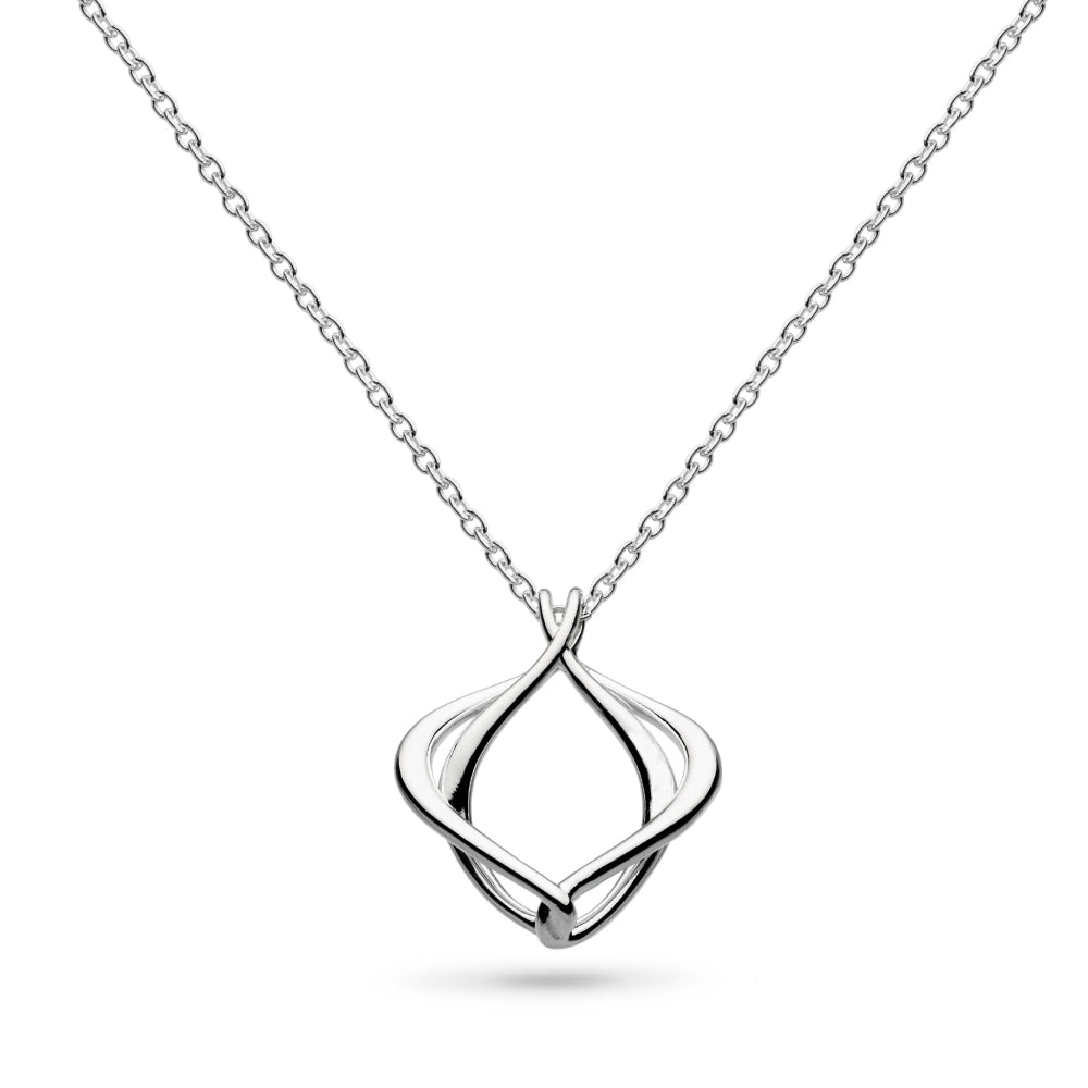 Double silver paseo shaped pendant with silver chain