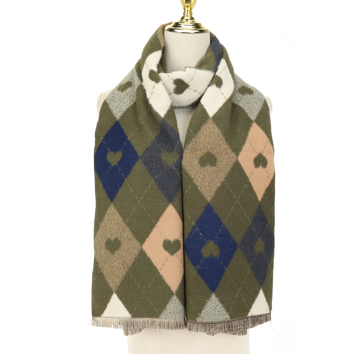 Argyle Heart Scarf | Burnt Olive