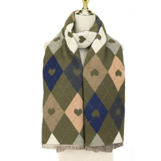 Argyle Heart Scarf | Burnt Olive