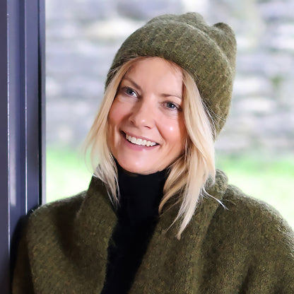 Ashleigh Knitted Beanie Hat | Khaki Green