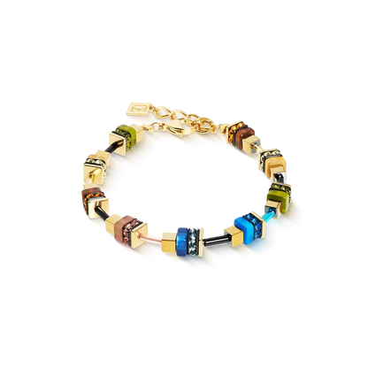Autumn colour polaris cube bracelet with yellow gold stainless steel