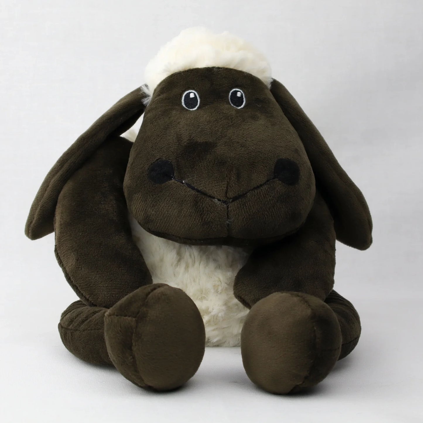 Plush sheep toy with microwavable flax-seed head bag insert
